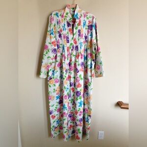 Vintage Lucie Ann Robe House Dress Kaftan Caftan Muumuu Hostess Floral